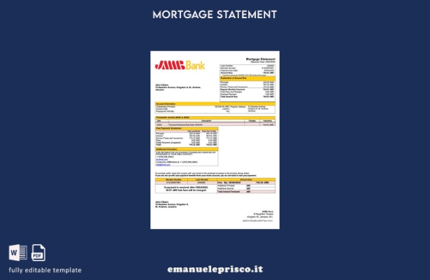 stile verificato Modello di estratto conto ipotecario Jamaica JMMB Bank Limited 